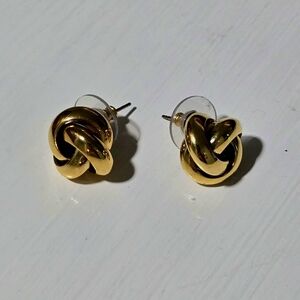 Studded Gold-toned Chunky Knot Earrings